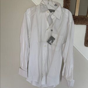 Hickey freeman White Men's Dress Shirt - Classic Button-Up